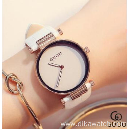 GUOU Mini Dial Square Women Watch Simple Ladies Waterproof Wristwatch Luxury Leather Band Gold Plated Female Clock Quartz Wrist